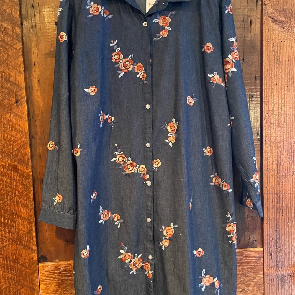 Denim embroidered shirt